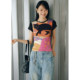 ເສື້ອຍືດແຂນຍາວ BLUEerror cat print slim