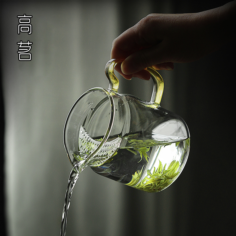 公道杯玻璃带茶漏一体月牙公杯泡绿茶专用茶具茶滤大容量分茶器-图0