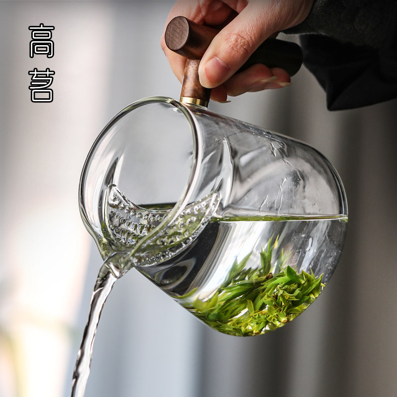 玻璃公道杯茶漏一体大容量泡茶器带茶滤网月牙过滤绿茶杯专用茶具_虎窝淘