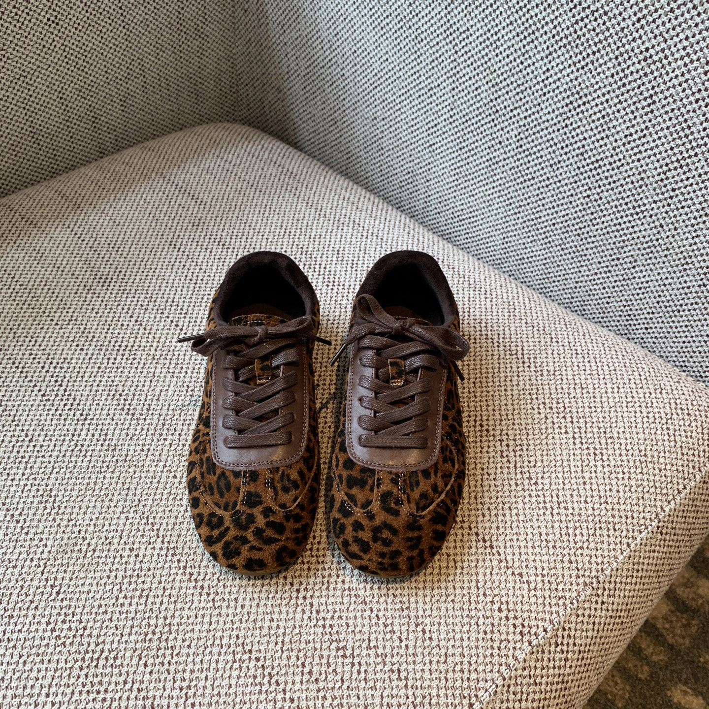 【TFM】内里加绒~豹纹德训鞋女磨砂皮复古系带舒适软底平底休闲鞋,淘宝优惠券,粉丝福利购,淘宝优惠卷