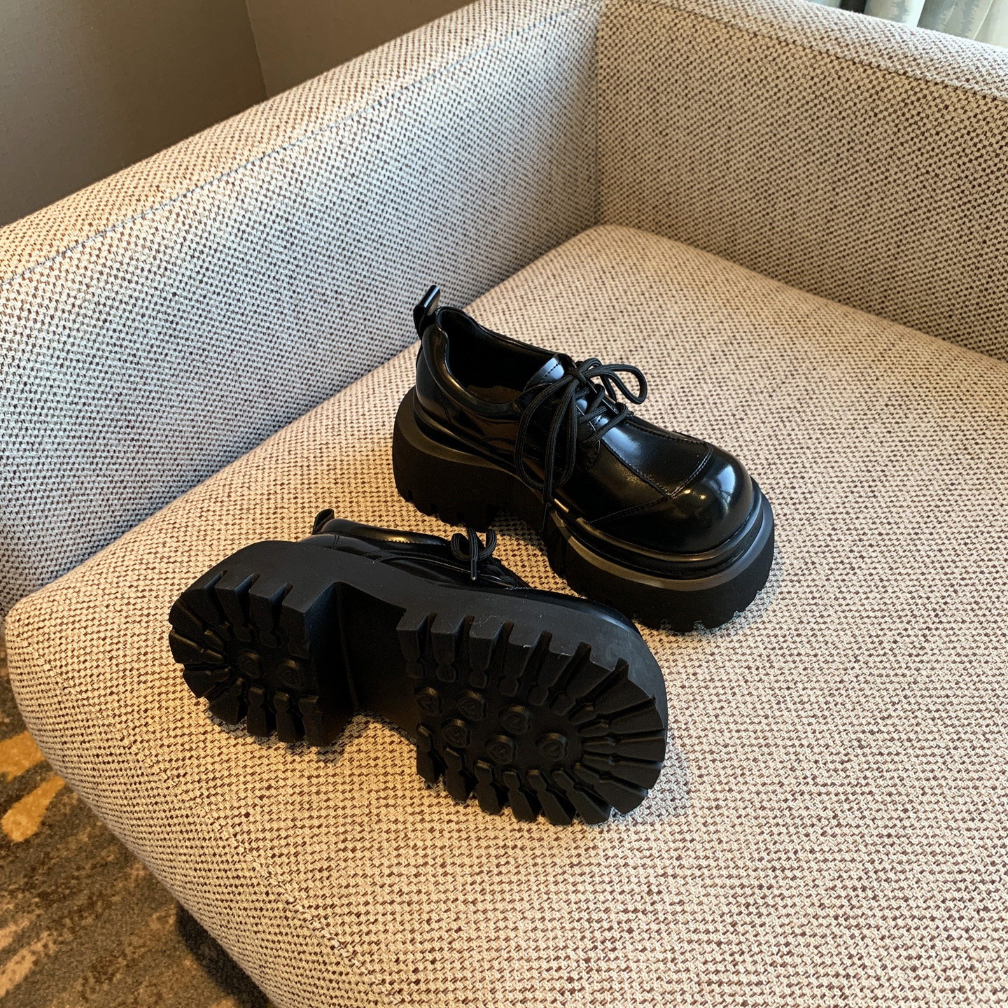 【TFM】2026春季新款小皮鞋女英伦风复古系带增高厚底乐福鞋单鞋,淘宝优惠券,粉丝福利购,淘宝优惠卷