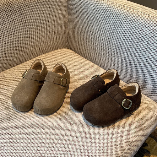 【TFM】内增高4CM~复古磨砂皮勃肯鞋女新款加绒秋冬百搭毛毛鞋子 - 图3