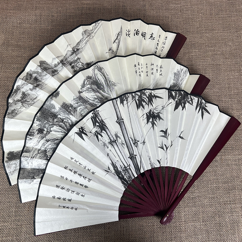 扇子折扇中国风男士古典风绘画空白宣纸8寸10寸广告折叠扇子定制-图2