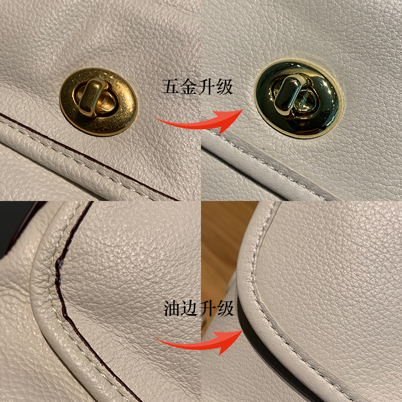 MISSFAY订制韩版简约百搭头层软牛皮休闲单肩斜挎小包真皮马鞍包 - 图1