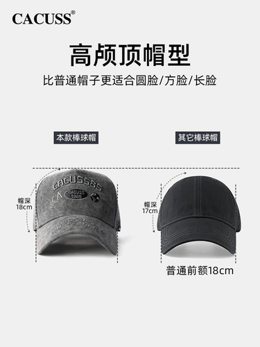 CACUSS男士棒球帽硬顶鸭舌帽大头围防晒帽子遮阳帽潮高顶加长帽檐 - 图2