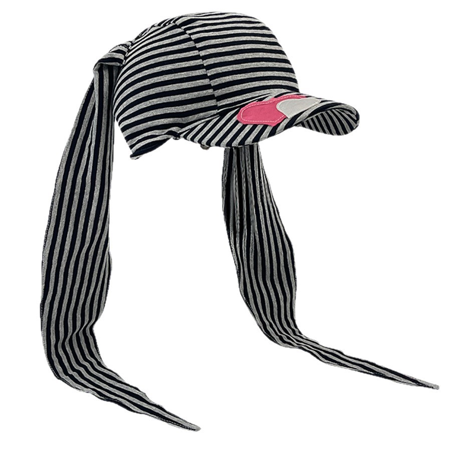 夏季辣妹y2k亚比风可爱兔耳朵鸭舌帽个性甜美街头宽檐条纹棒球帽 - 图3