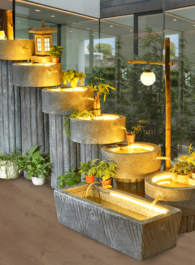 庭院花园装饰日式竹子流水摆件