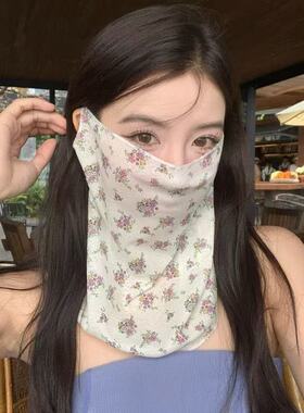 夏季防晒面罩女全脸薄款遮脸面纱口罩开车护颈脖子挂耳