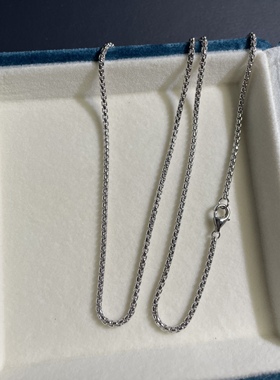 925银镀白金 2.0mm圆盒子项链 百搭时尚长款项链