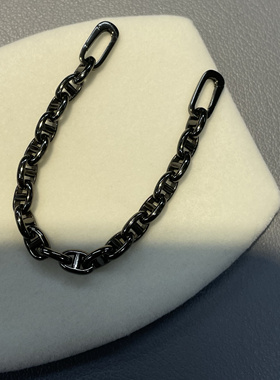 S925银意大利工艺镀黑铑猪鼻日字链项链 多功能酷黑延长链手链