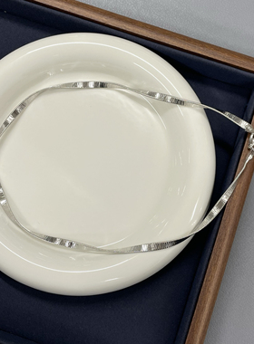 S925银意大利进口工艺4mm镭射星辰扭纹项圈时尚蛇骨项链锁骨链