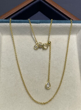 S925银镀18k金泡泡珍珠链项链女素链条百搭万能链时尚抽拉调节链