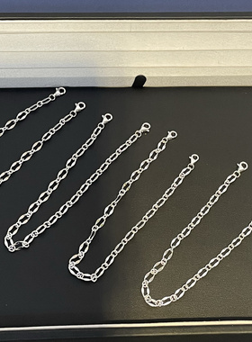 S925银嘴唇双扣延长链 半珠半链 DIY配件延长链