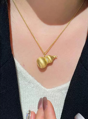 拉丝葫芦项链女款2025新款毛衣配饰秋冬吊坠纯银气质感轻奢小众