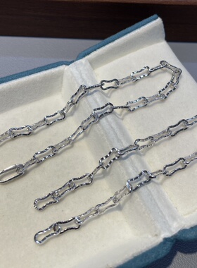 S925银意大利工艺几何蛮腰方块链 个性百搭延长链DIY半珠半链