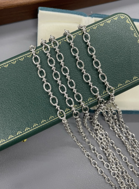 S925意大利工艺车花旦圈扭扭纹链 气质时尚百搭双扣链