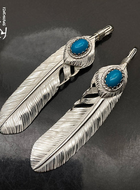 菊地健羽毛吊坠纯银银饰项链