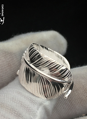 鹫见太郎开口摇滚风情侣羽毛戒指