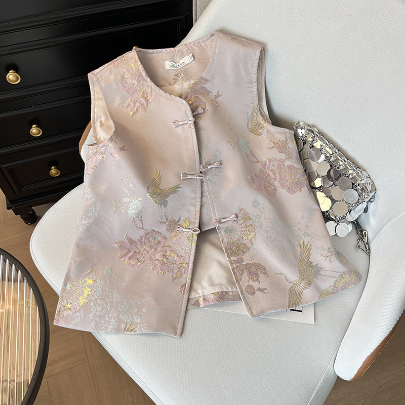 2025新中式缎面织金国风气质款马甲女式早秋爆款减龄温柔上衣外套,淘宝优惠券,粉丝福利购,淘宝优惠卷