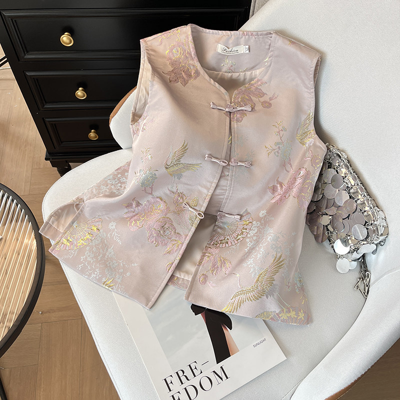 2025新中式缎面织金国风气质款马甲女式早秋爆款减龄温柔上衣外套,淘宝优惠券,粉丝福利购,淘宝优惠卷