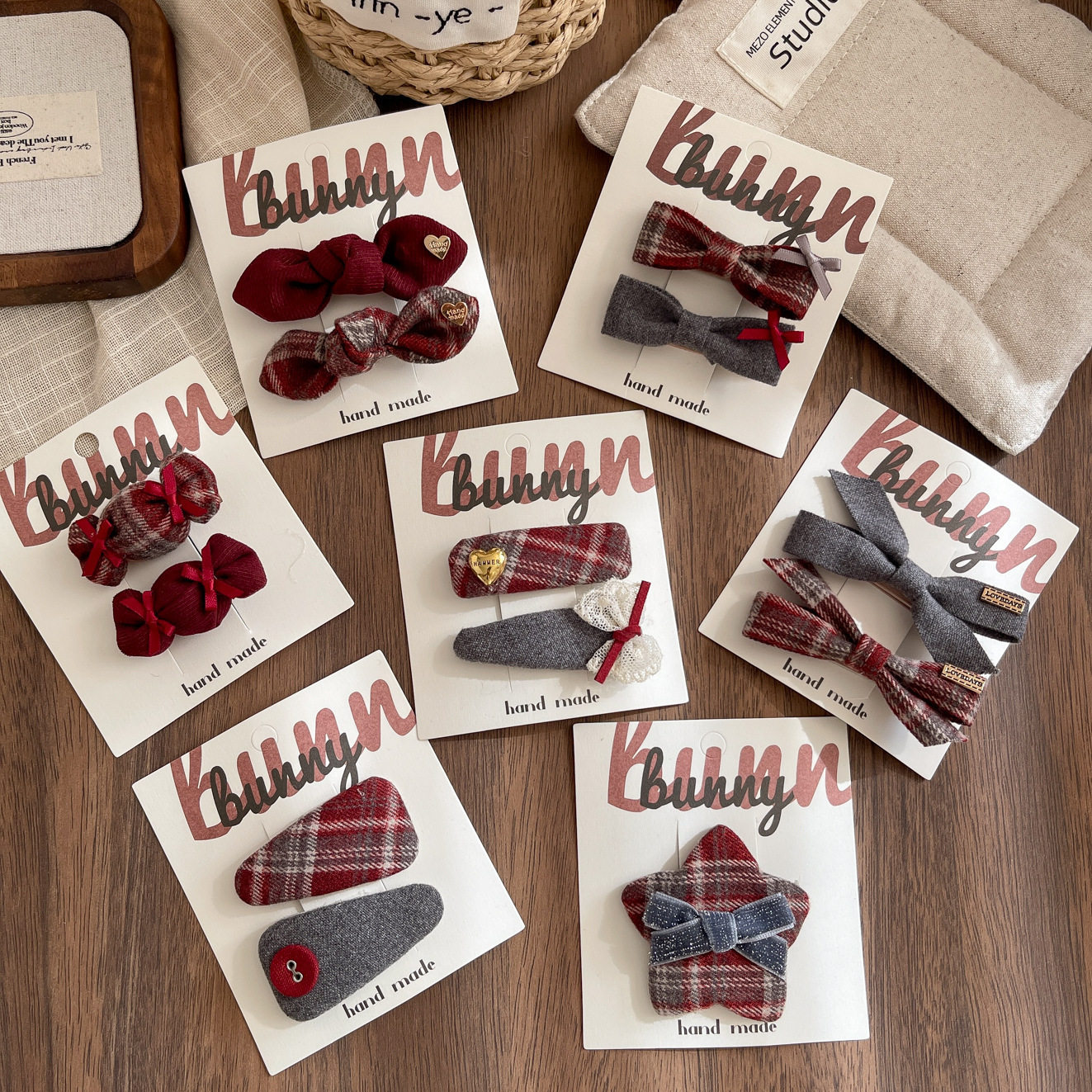 韩系女高学院风布艺蝴蝶结星星发夹发卡甜美侧边感刘海夹,淘宝优惠券,粉丝福利购,淘宝优惠卷