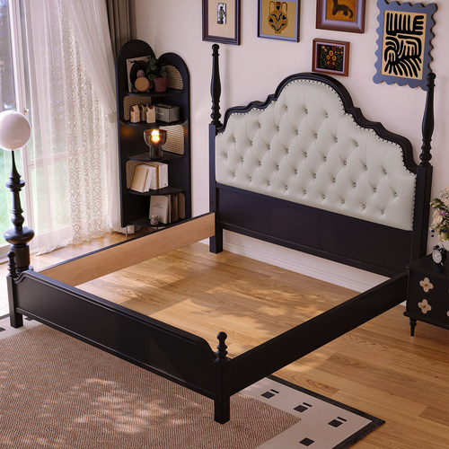 智能电动床床框架全实木复古风卧室真皮软靠智能床专用床外框架子 - 图3