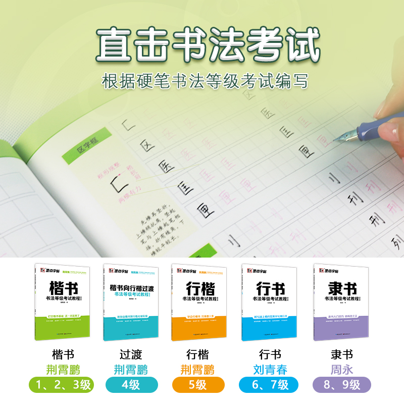 墨点书法等级考试教程描临版练字帖大学生成人练字专用行楷行书隶书楷书字帖小学儿童钢笔硬笔书法小学生书法等级考试培训教材-图0