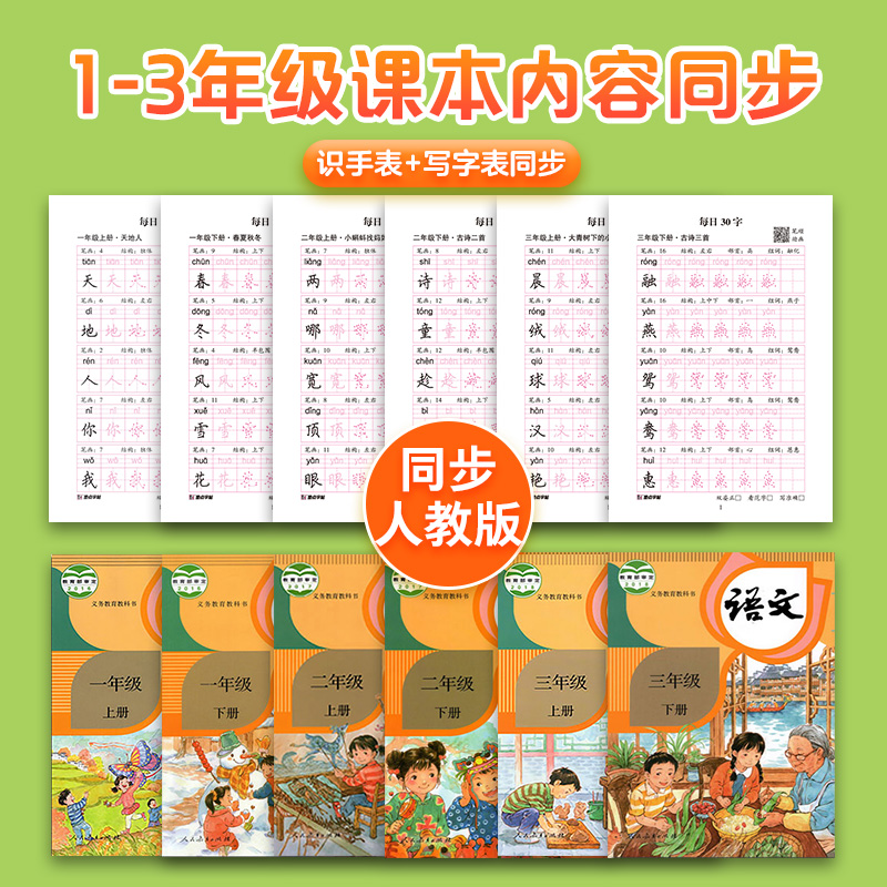 墨点一年级下册二三年级上册字帖小学生练字专用每日一练减压练字帖点阵控笔训练儿童人教版语文同步练习册每日30字硬笔书法练字本 - 图0