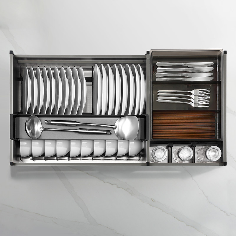 悍高希勒4.0厨房橱柜拉篮抽屉式双层碗碟篮置物架太空铝调味篮,淘宝优惠券,粉丝福利购,淘宝优惠卷