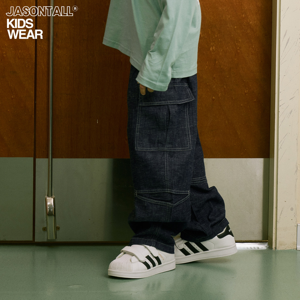 【防褪色】蓝色明线牛仔长裤春秋裤子松紧腰裤子男女童装儿童下装,淘宝优惠券,粉丝福利购,淘宝优惠卷