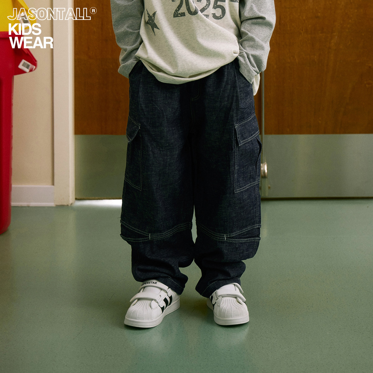 【防褪色】蓝色明线牛仔长裤春秋裤子松紧腰裤子男女童装儿童下装,淘宝优惠券,粉丝福利购,淘宝优惠卷