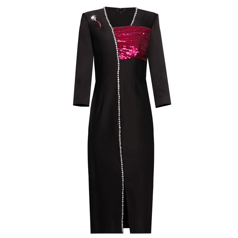 创意狐晚礼服高端轻奢小众宴会主持人气质小礼裙演出服修身连衣裙 - 图3