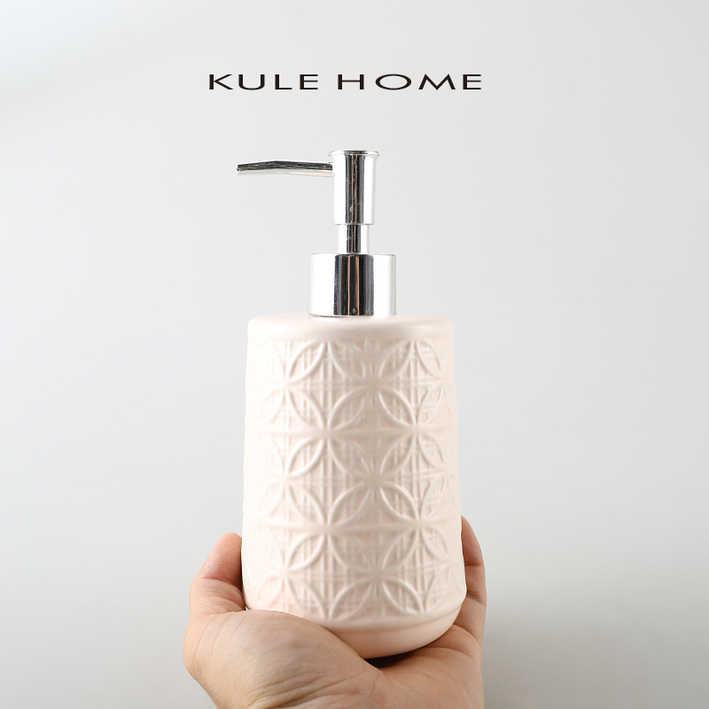 KULE HOME创意高档浴露按压瓶轻奢陶瓷洗手液瓶酒店乳液分装空瓶-图0