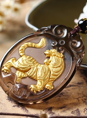 镀金黑曜石男女款饰品吊坠