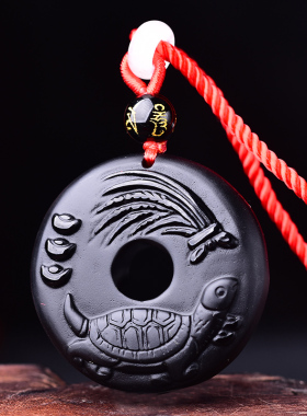 麟龟赐瑞吉祥宏吊坠手机链手链2026年生肖属羊黑曜石转运珠钥匙扣