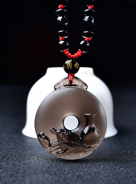 蟾来献瑞吊坠黑曜石属猪人2026年吉祥物男女生肖猪佩戴挂件