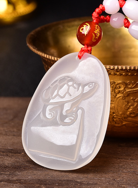 秘术吉阁灵龟赐福佑白玉髓吊坠白玛瑙生肖项链男女礼物