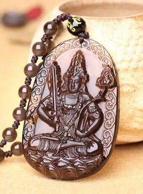 冰种黑曜石千手观音普萨吊坠男女项链2026年属鼠本命佛守护神项链