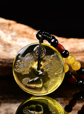 2026年生肖属猴转运珠鼠运福来肖猴天禄多财如意挂三合黄水晶吊坠