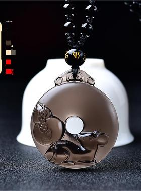 牛钱纳宝吊坠黑曜石属牛人2026年吉祥物男女生肖牛佩戴挂件