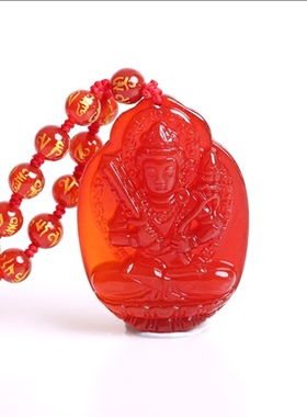 天然花边属牛虚空藏菩萨吊坠项链