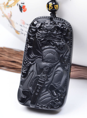 精工黑曜石钟馗霸气风吊坠