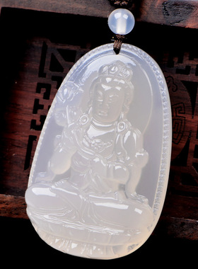 白玛瑙玉髓本命佛守护神生肖马