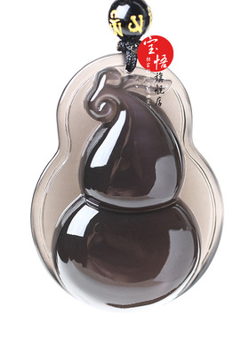 天然冰种彩虹眼黑曜石葫芦吊坠