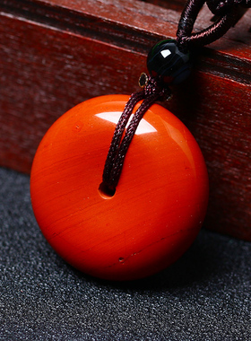 天然吊坠平安扣男女款红竹石