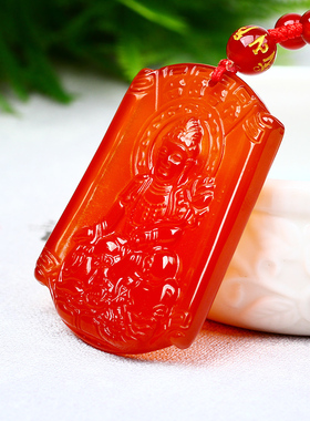 红玛瑙生肖守护神本命佛吊坠