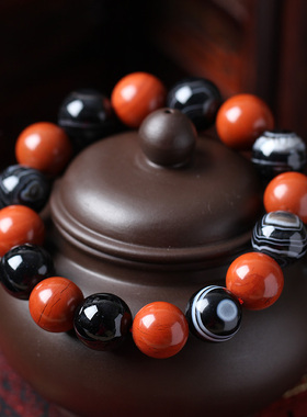 天然石碑护身符四叶草手链