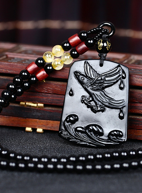 龙雀祥云吊坠2026年属鸡人吉祥物生肖鸡黑曜石男女佩戴挂件
