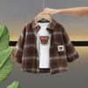 Spring and autumn pure cotton boys' long-sleeved shirt