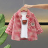 Spring and autumn pure cotton boys' long-sleeved shirt